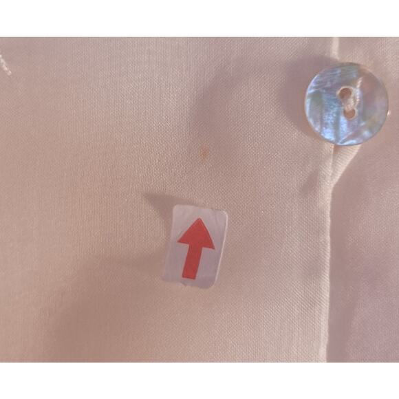 VTG Edward Silk Blouse Womens 1X Cream Color Embroidered Mother of Pearl Buttons - Picture 6 of 7